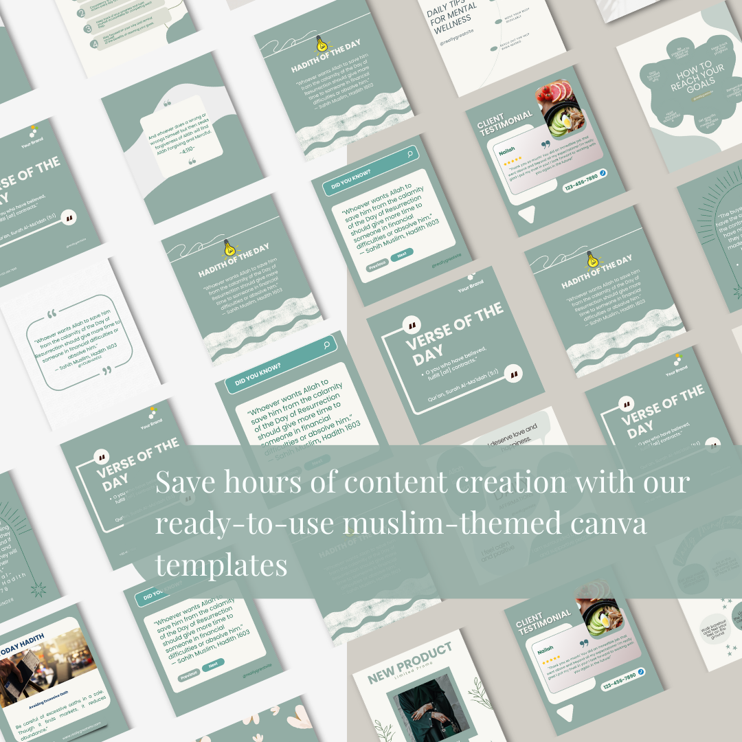 180 Instagram Muslim Themed Aesthetic Canva Templates | Aesthetic Sage Modest Fashion Hijabi Muslimah Brand Templates - Image 4