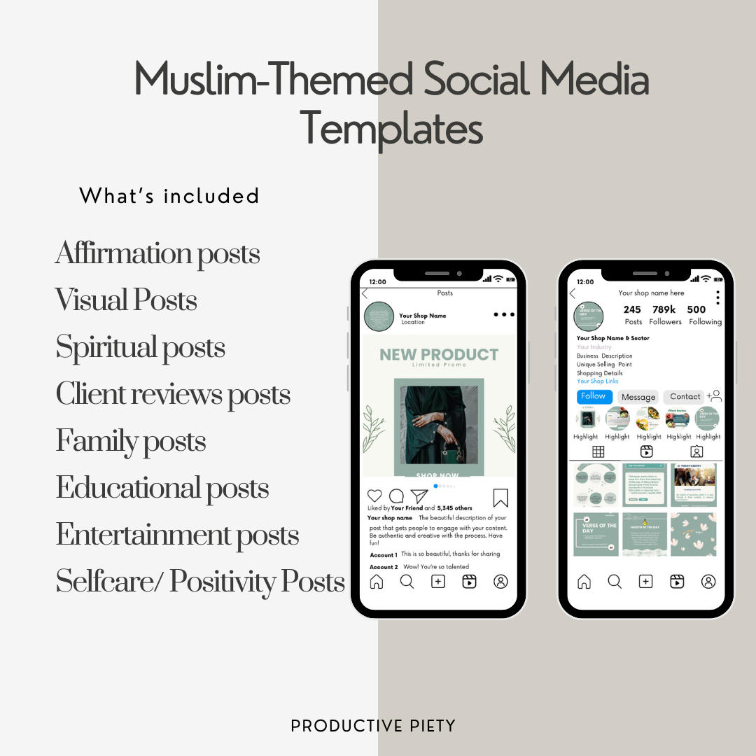180 Instagram Muslim Themed Aesthetic Canva Templates | Aesthetic Sage Modest Fashion Hijabi Muslimah Brand Templates - Image 6